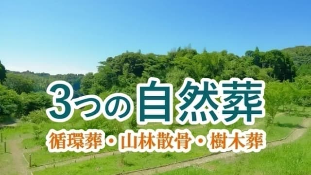 3つの自然葬を説明する森林風景