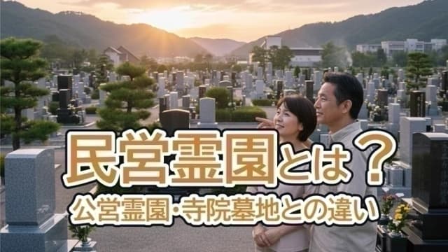 民営霊園を見学する夫婦