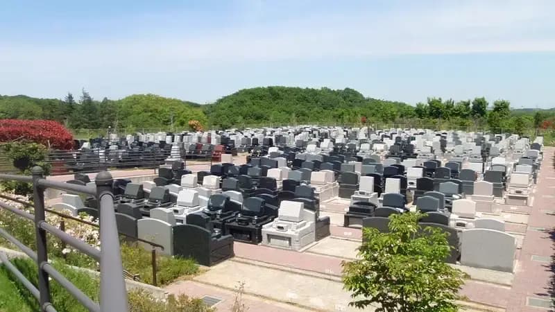 墓域を流れる小川